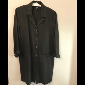 Black linen coat dress